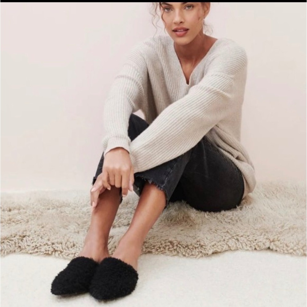 Jenni Kayne Black Shearling Mules EU 41 US 11 Made in Italy Like New